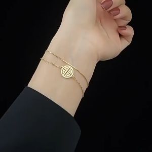 Gelang Tangan Wanita Titanium Lapis Emas 18k Anti Karat Korean Style Fashion