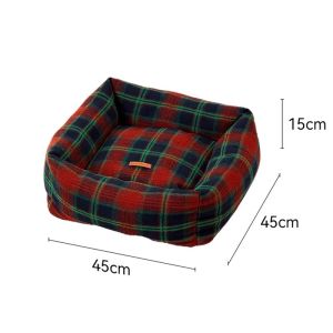 FUKUMARU | Vintage Check Cat & Dog Bed Washable Winter Use