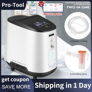 Home Oxygen Machine Elderly And Pregnant Woman with Atomization Intelligent Oxygen Concentrator Household Portable Mobile 1-7 L/Min Adjustable Medical Grade Oxygen Machines