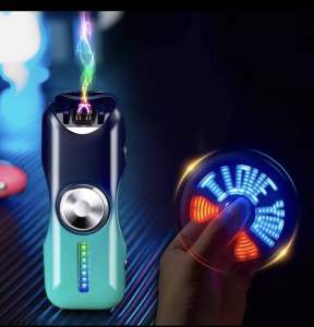 Bật lửa điện con quay 18 hình phát sáng độc đáo - Tặng kèm cáp sạc và hộp đựng sang trọng