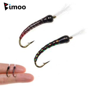 6pcs #14 Brass Bead Head Epoxy Zebra Midge Nymph Artificial Buzzer Midges Barbed Fly Hook Fly Fishing Trout Fishing Lures Baits