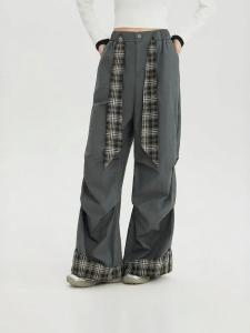 SANFU | Casual Loose Plaid Pleated Wide Leg Trousers