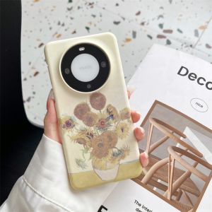 Ultra-Thin Magnetic Sunflower Oil Painting Phone Case for Huawei Mate60 pro Mate50 P60 P50 Mate60 Pro+ P40 Protective Cover Anti-Fall