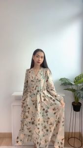 [Basica Moda] 12640 Gaun Dress Midi Wanita Jimena Asimetris Floral Crepe Import