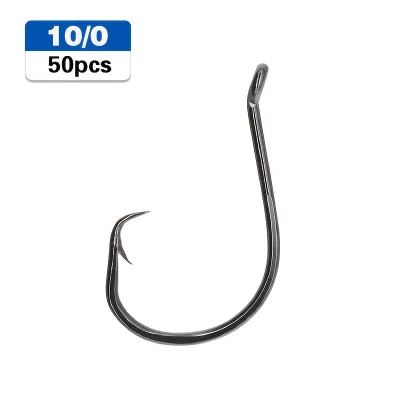 50pcs Premium Carbon Steel Octopus Circle Hooks for Saltwater Fishing Sizes 1#-10/0