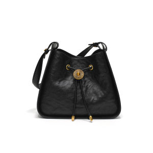 Summer Commuter Womens Mini Bucket Bag Crossbody Single Shoulder Bag Underarm Bag Lock Buckle Closure Soft Leather Handbag