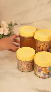 [KOTAK BUMBU]  freemir Toples Kaca Lebaran Set 5Pcs Storage Food Grade untuk Snack Cemilan