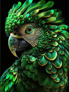 KAYOU | Emerald Green Parrot Paint By Numbers Kit Animal DIY Oil Painting Canvas Wall Art Home Decor Gift