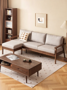 YUANSHI YUANSU | Real Wood New Chinese Style Living Room Sofa Black Walnut 2-in-1