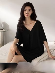 MiiOW | Váy ngủ mùa hè MiiOW Cat Lady Áo ngủ nữ tay ngắn mỏng màu trơn thanh lịch Quần áo mặc nhà thoáng khí thoải mái