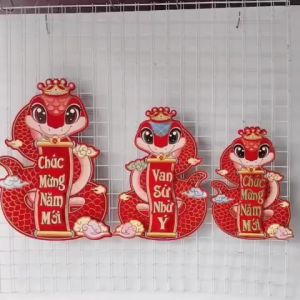 Bộ Decal Hình Dán Nhà Cửa Kính Đôi Cặp Rồng Rắn Thần Tài Ngựa Trang Trí Tết Chúc Mừng Năm Mới Vạn Sự Như Ý Phát Tài Lộc