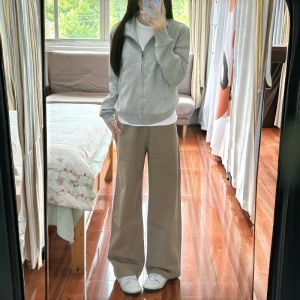 High Waist Straight Leg Jeans Womens Loose Slimming Extra Long Khaki Wide Leg Pants High Rise Denim Trousers for Tall Girls