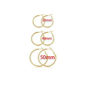 30/40/50mm Fashion Gold/Steel Color Large Hoop Earrings Fashion Jewelry Stainless Steel Womens Earrings Gift for Women/Girls