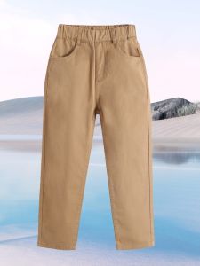 Childrens Fleece Lined Casual Pants School Uniform Kindergarten Primary Middle School Cotton Khaki Spring Autumn Seasonal Trousers