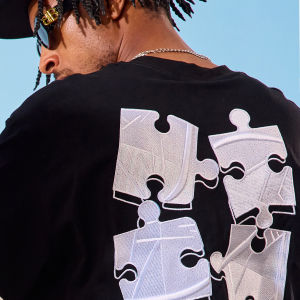 nuthink | Embroidered Puzzle Design Short Sleeve T-Shirt