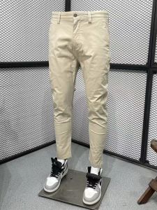 กางเกงลำลองผู้ชายทรงสลิมฟิตผ้าฝ้ายยืดสีพื้น 9 ฟุต กางเกงขายาวทรงหลวมสบาย ๆ สำหรับผู้ชาย ฤดูใบไม้ผลิและฤดูใบไม้ร่วง