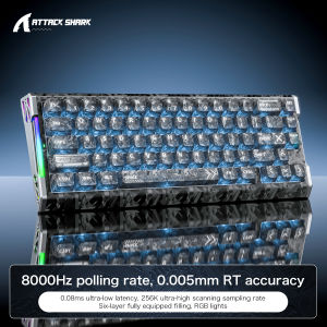 ATTACK SHARK | ATTACK SHARK R68HE Mechanical wired Keyboard RGBForged Carbon Fiber Panoramic Lighting Customizable Web Driver eSports