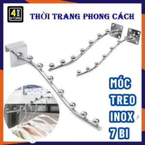 Móc Bi Gắn Tường  Gắn Tủ Thép Không Gỉ - Thanh INOX Treo Quần Áo Gắn Tường Loại 7 Bi - Tay Bi Đóng Tường Treo Đồ ( TẶNG KÈM ỐC VÍT ) Cao Cấp