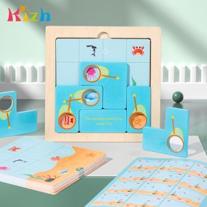Wooden STEM Puzzle Blocks – Animal-Themed Brain Teaser Toy for Kids Focus & Hand-Eye Coordination Training Educational Intelligence Development Game