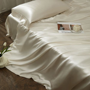 Elegant Washed Silk Bed Sheet Single Smooth Naked Sleep High-End Heavenly Silk Duvet Cover Ice Silk Pillowcase Three-Piece Set
