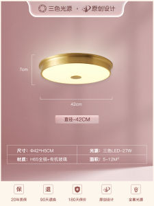 Modern Minimalist Full Copper Ultra-Thin Ceiling Light Bedroom Kitchen Balcony Hallway Lampshade Design Home Decor Lighting