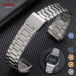 for F-91W Stainless Steel Watchband 18mm Strap for SGW400 F84 F105/108/A158W/168 AE1200/1300 Mens Womens Metal Bracelet Belt