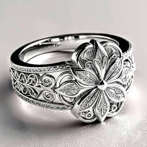 Huitan Gorgeous Women Ring Aesthetic Flower Engraved Design Trendy Accessories for Party Wedding Charming Chic Jewelry Lady Gift