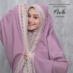 mukena dewasa miesela 2 in1 katun polos renda mewah free tas