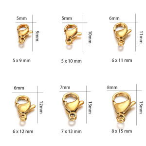 10/20Pcs Stainless Steel Lobster Clasps Gold Color Lobster Clasps Hooks Connectors For DIY Jewelry Making Findings Accessories