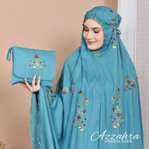 Mukena dewasa katun bordir mewah bunga timbul bordir manual