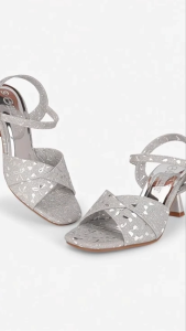 HCM - Sandal Hạnh Dung Cao Gót Quai Chéo Kim Tuyến Nơ HD29196AY
