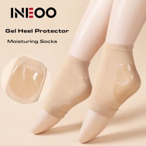 INEOO 1Pair Gel Silicone Heel Protector Sleeve Heel Pads Heel Cups Plantar Fasciitis Support Feet Care Skin Repair Cushion Half-yard Socks