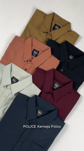 POLICE Kemeja Polos Basic Cotton Soft Regular Fit Lengan Pendek Pria