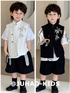 Boys New Chinese Style Suit Summer New Arrival Kids Chinese Fad Tang Suit Vest Han Dynasty Chinese Style Performance Handsome Set Suit
