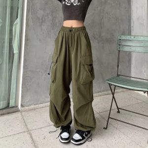 Size 23-42 Street Style Trousers High waist leggings Pocket sports Casual Hiphop cargo pants for women Plus size
