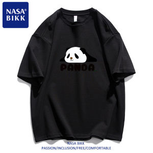 Panda Design Pure Cotton T-Shirt Mens Summer Casual round Neck Short Sleeve Breathable Comfortable Fashionable Streetwear