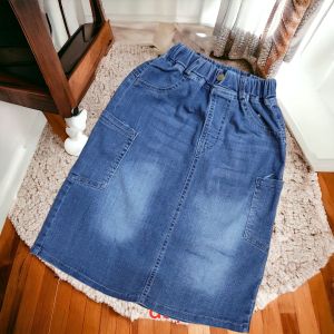 Chân váy jeans dáng xuông bé gái sz 18-40kg chân váy bò  dáng dài qua gối cho bé gái
