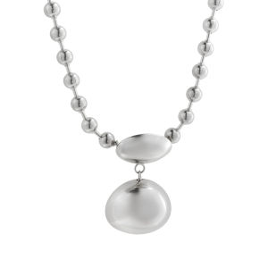 Fashionable and exaggerated rugby necklace with inlaid pendant made of stainless steel plated with 18K gold jewelry for women