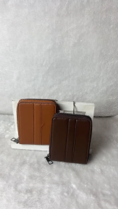 Mens wallet short pure cowhide zipper popular card holder style wallet