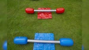 1Set Red Blue Inflatable Sticks Kids Toys Pvc Air Hammer Yard Game Sticks with Mats for Boys Girls Party Confrontation Game Toy