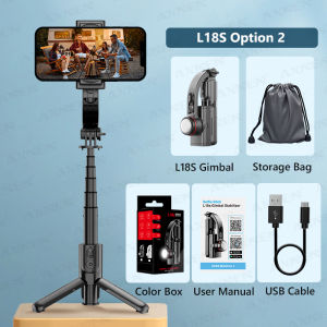 AXNEN | AXNEN Handheld Selfie Stick Gimbal Stabilizer for iPhone Android Smartphone Anti-shake Video Record Tripod with Fill Light App