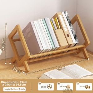 Office Desktop Storage Organizer Wooden Bookshelf
