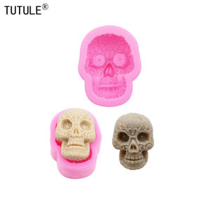 Skull เรซินแม่พิมพ์เครื่องประดับต่างหูพวงกุญแจ Polymer Clay แม่พิมพ์ซิลิโคน Skull Fondant ช็อกโกแลตแม่พิมพ์ซิลิโคน