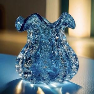 Blue Glaze Purse Fenton Ins Style French Vase Handmade Glaze Home Flower Container Soft Decoration Ornaments