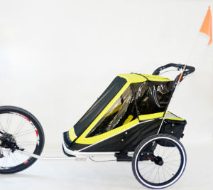 19 New Arrival Aluminum Alloy Double Seat Kids Push Trailer Large Space Bicycle Trailer Mountain Trailer Kids Trailer