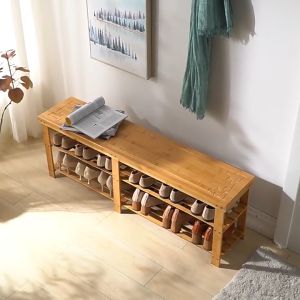 LACCOHUG Rak Kasut Bamboo 50/70/100CM Shoe Rack Bench Shoes Rack With Seat Shoe Bench Chair Rak Kasut Murah 鞋架 换鞋凳