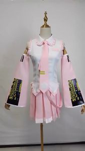 Pink silvery Miku Cosplay Costumes Midi Dress Top Skirt Sets Anime Halloween Carnival Party Dress blue wig pink wig