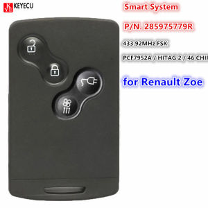 KEYECU 285975779R Smart Keyless Remote Key Fob for Renault Zoe 433.92MHz FSK PCF7952A / HITAG 2 / 46 Chip