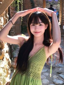 Bohemian Style Sleeveless Beach Vacation Dress V-Neck Long Skirt Mid-Waist Hollow out French Style Soft Material A-Line Dress