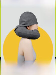 Press Inflatable U Pillow Travel Pillow Blowing Portable Plane Sleeping Gadget High-Speed Rail Neck Hooded Neck Pillow
